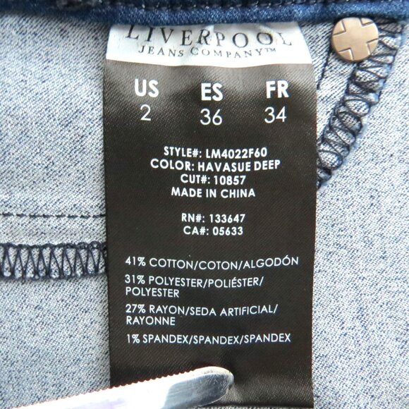 Liverpool Kimberly Bootcut Mid-Rise Stretch Dark Wash Denim Jeans Size 2/26 - Picture 10 of 11
